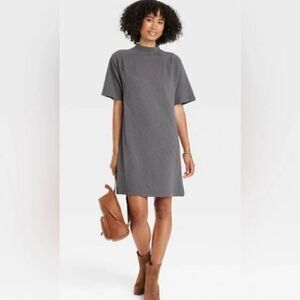 Universal Thread Women's Elbow Sleeve Knit T-Shirt Dress Dark Gray Size XS NWOT